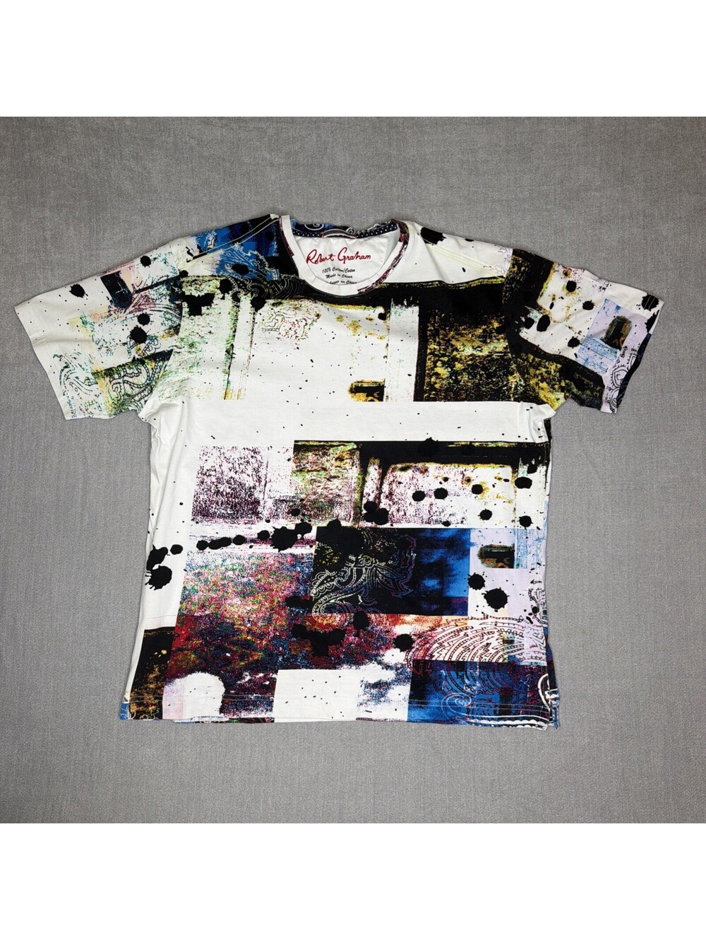 Robert Graham T-Shirt M Devil In The Details Abstract Splatter Short Sleeve